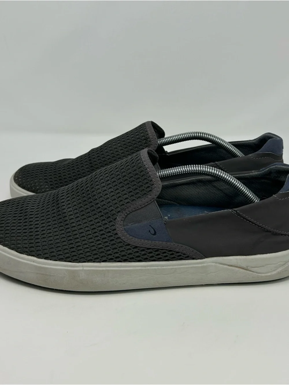 OluKai Lae‘ahi Men's Slip-On Sneakers Gray/Blue Breathable Casual Shoes Size 12
